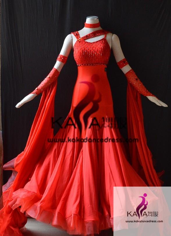 Kaka Dance B1376 Red Or White Ballroom Standard Dance Dress